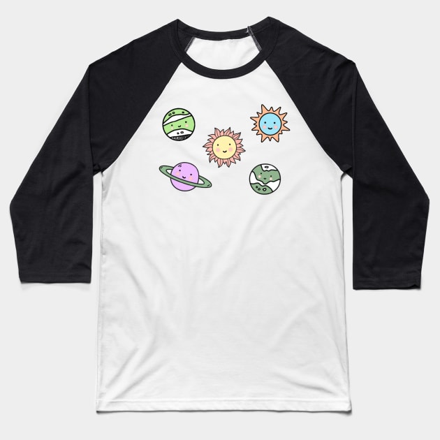 Outerspace Planets Baseball T-Shirt by psanchez